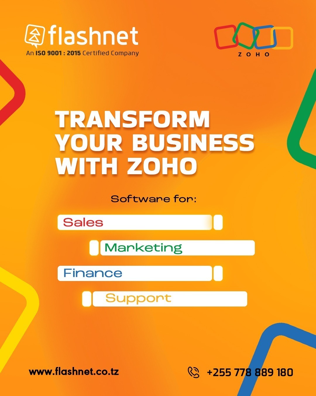 Manage finances, and support customers with Zoho, from Flashnet