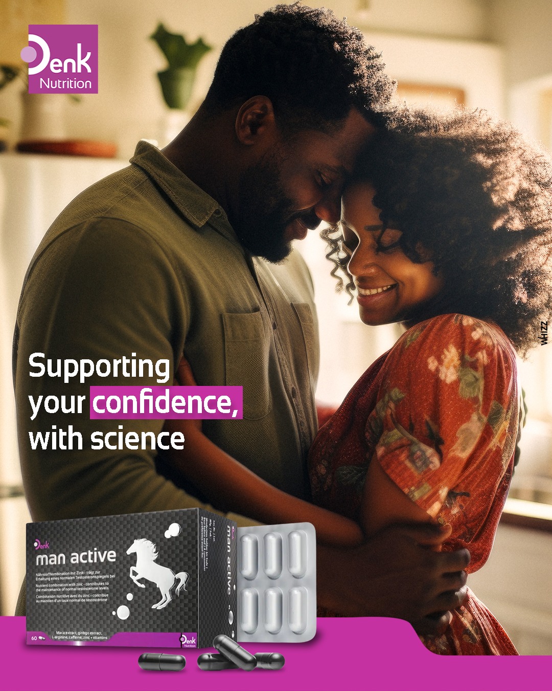 Man active Denk combines L-arginine, vitamin C, zinc and B vitamins