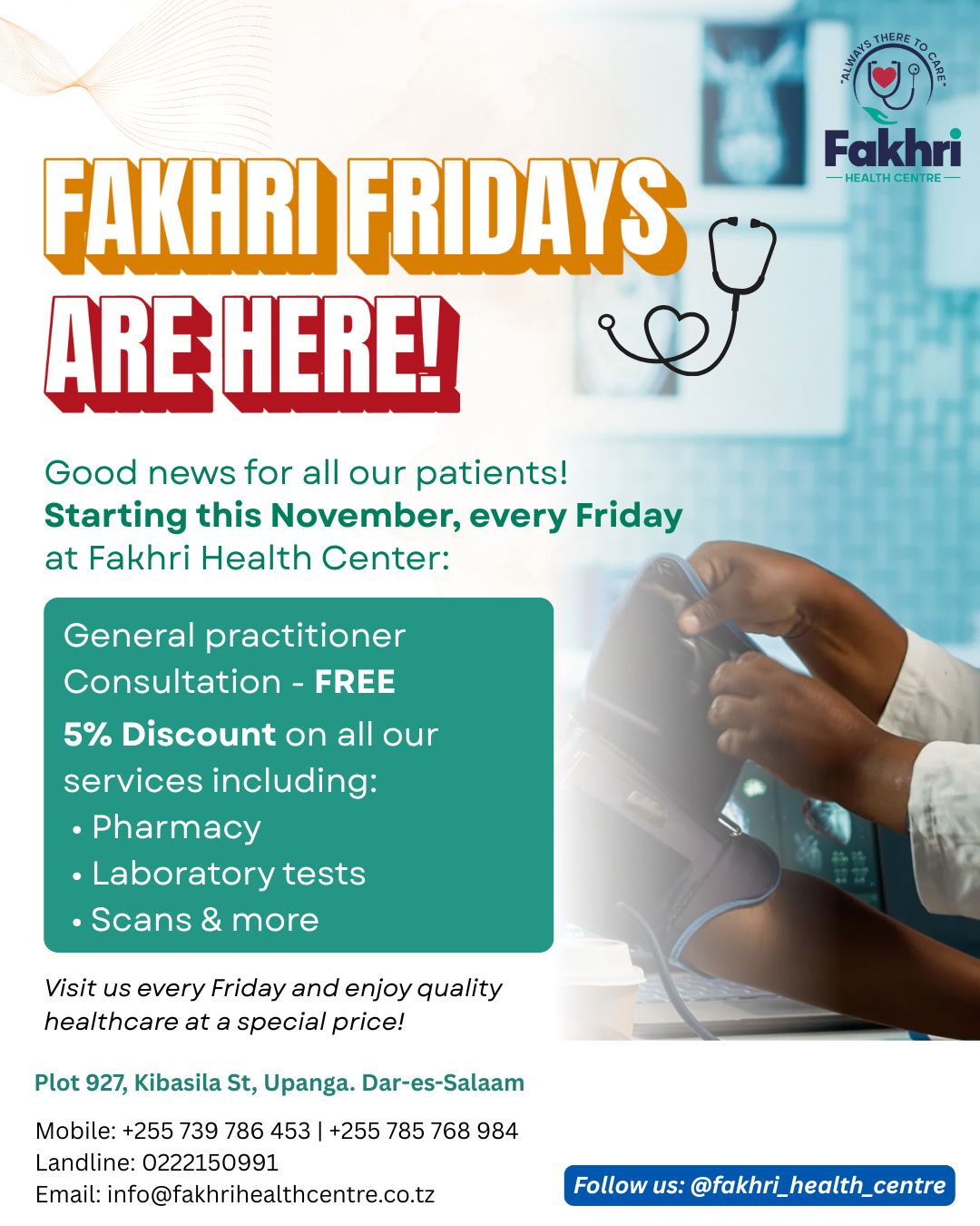 Free GP consultation + 5% off services